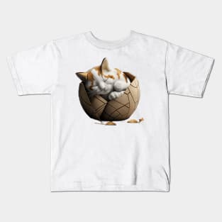 Kintsugi Japan Style Sleepy Cute Kitty Cat Kids T-Shirt